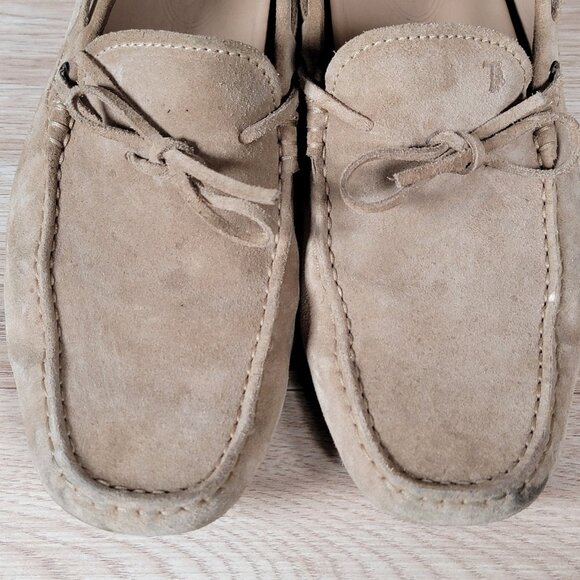 Tods Gommino Driving Loafers Mens Size 10.5 Beige Moccasin Shoes Made In Italy - Picture 5 of 10
